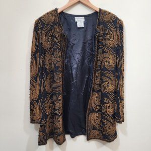 Vintage Adriana Papell evening heavily beaded silk open front jacket size 1X